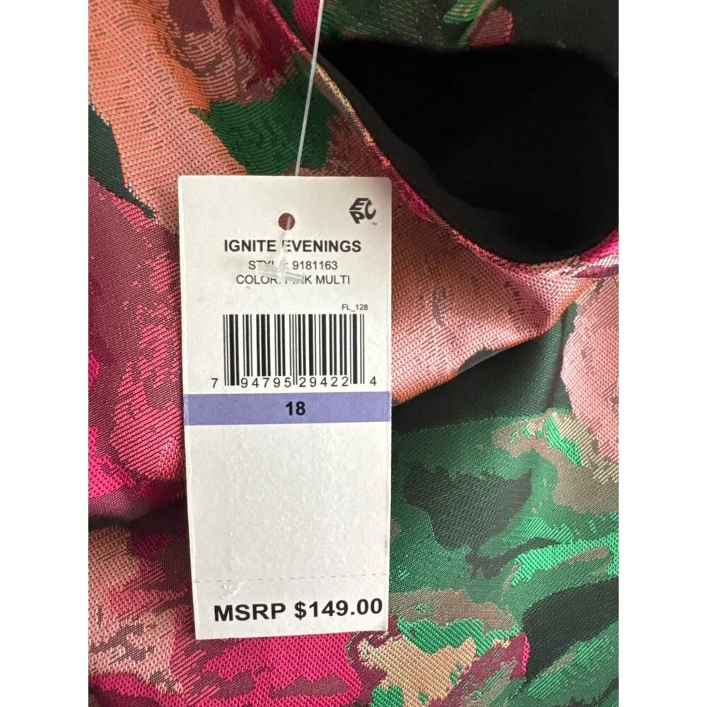 Ignite Evenings Womens Sleeveless Floral Jacquard Midi Dress size 18 new $149 - Picture 9 of 9